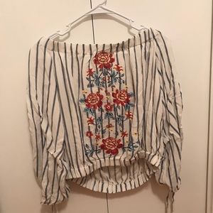 Off the shoulder flower printed blouse